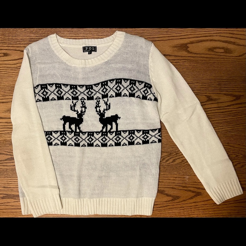 White Christmas Reindeer Sweater